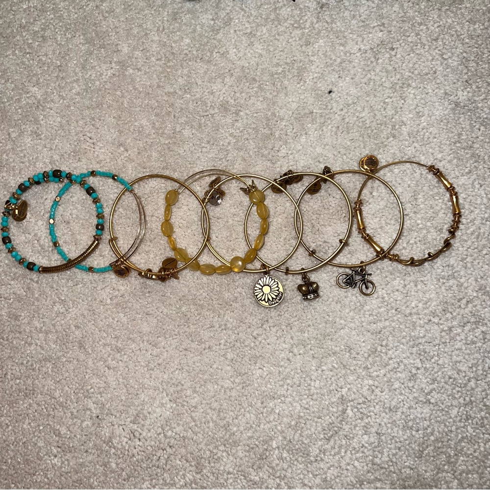 Alex and ani bracelets gold bangles set of 8